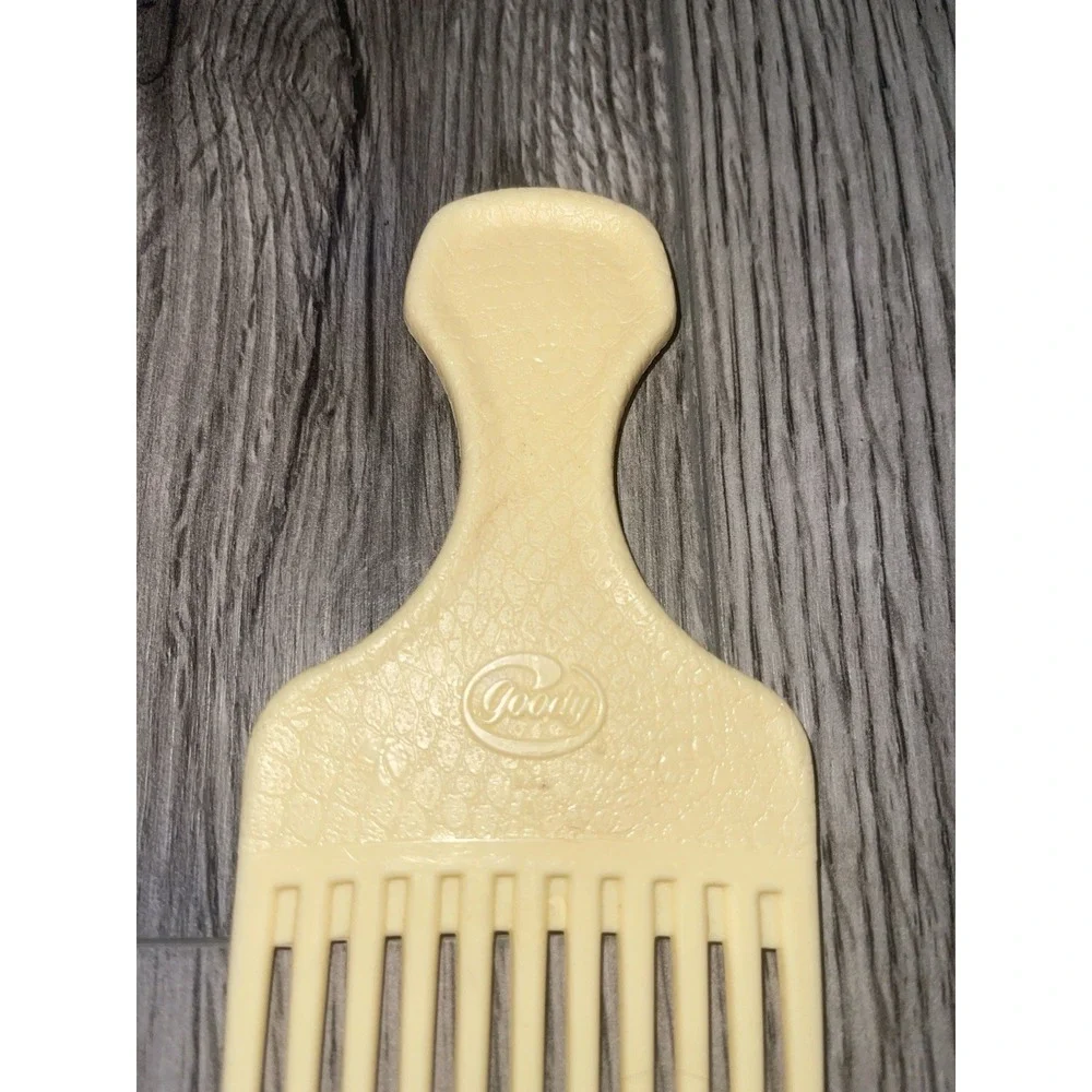 Vintage Goody USA Hair Picks/Lift Combs Textured Plastic Black Cream & Turquoise
